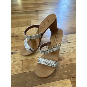 K.JACQUES- Strappy Heeled Sandal Reptile Snakeskin Resort Beach Wear 38 US 7-7.5